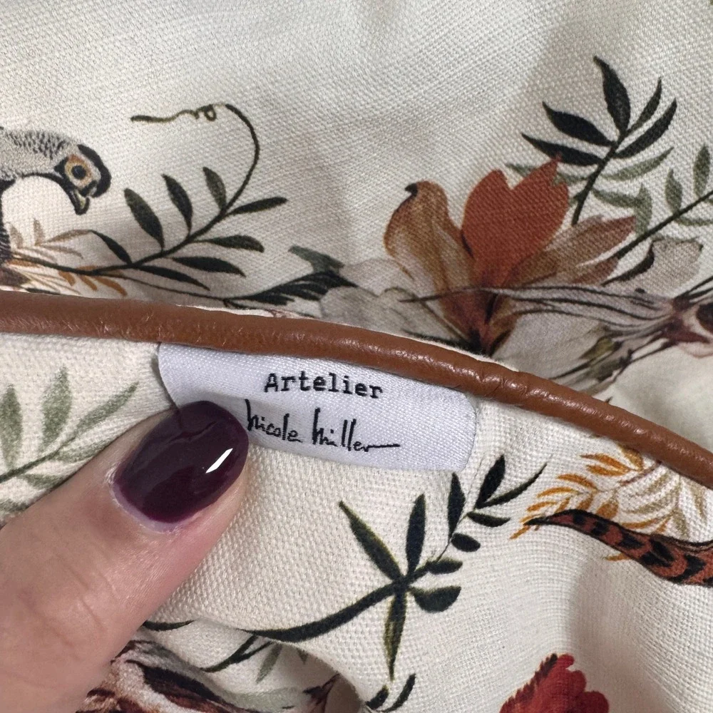 Atelier Nicole Miller Botanical Bird Floral Pillow Cover‎ Accent 20